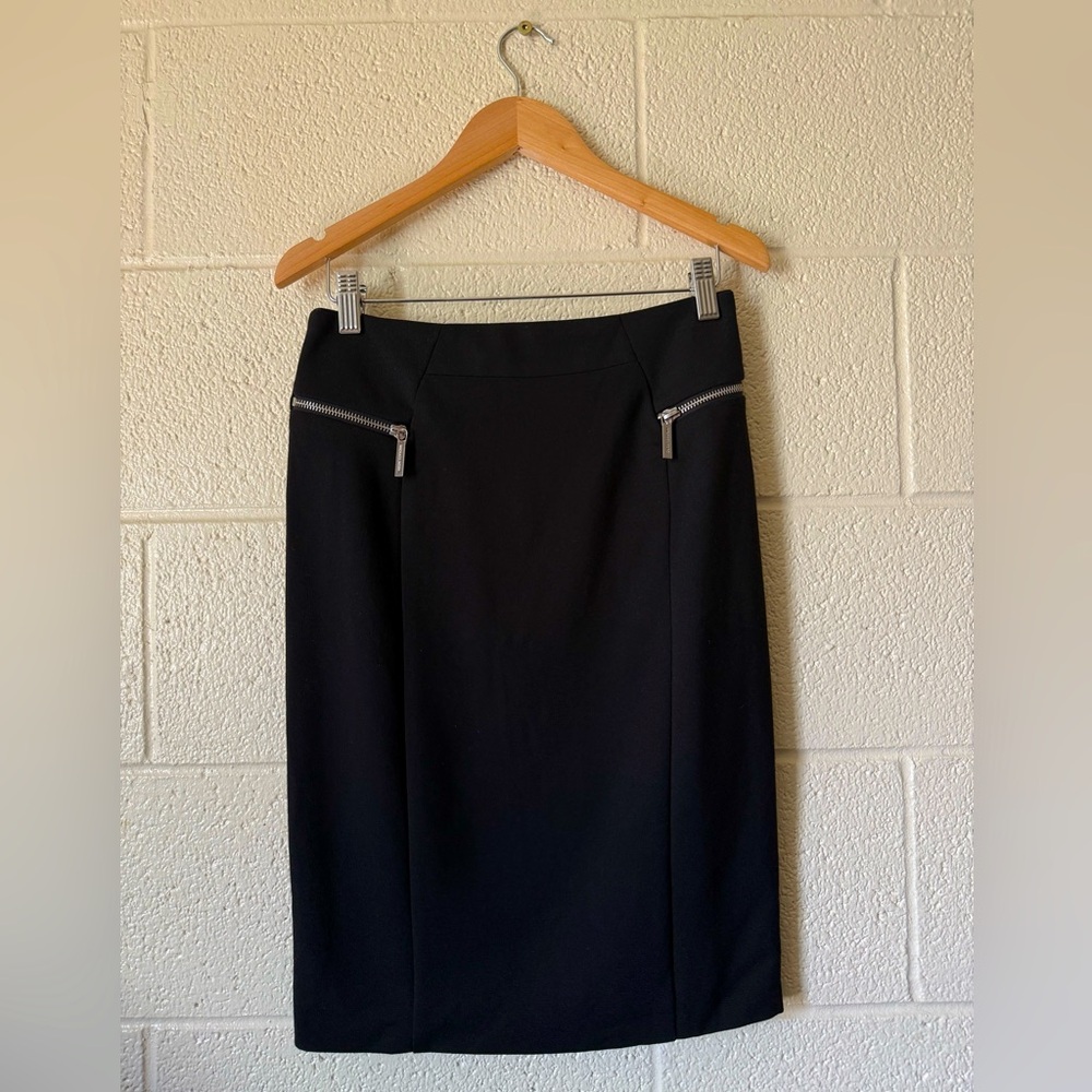 Michael Kors Pencil Skirt Sz 4P Black Zippers NWT